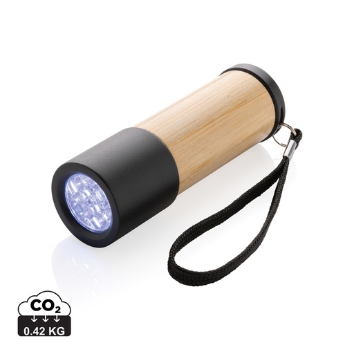[KX050654] Lampe torche en bambou et plastique recyclé RCS